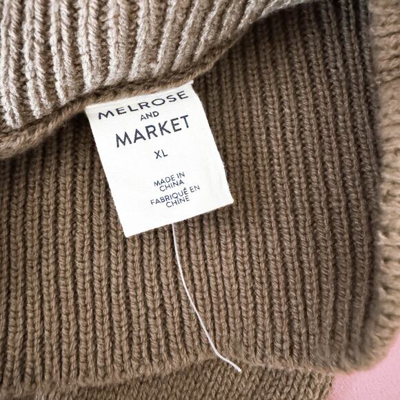 Melrose & Market Knit Mock Neck Cotton Blend Tunic Sweater Brown Walnut Size XL - Picture 7 of 8